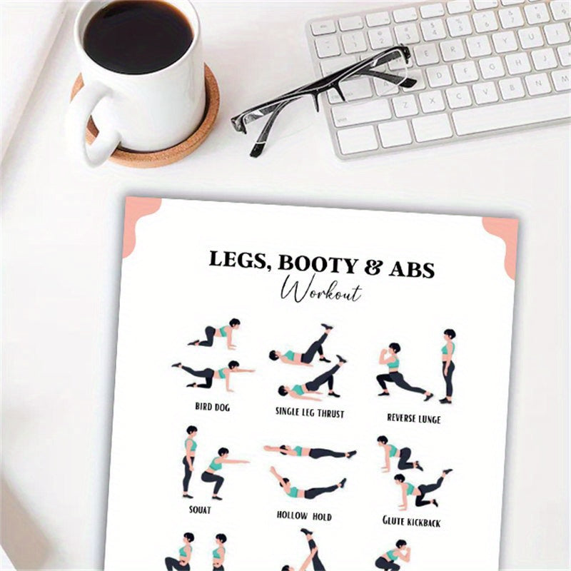 [2D Flat] 14pcs Full Body Exercise Workout Bundle - Home Gym Fitness Guide with 20.32*25.4cm Unframed Papers, Complete Set for Home Workouts, Including Yoga, Pilates, Strength Training & Aerobic exercises