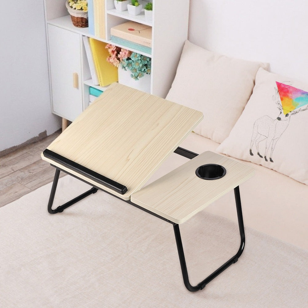 Laptop Desk Laptop Bed Table with Foldable Legs and Cup Slot, Reading Holder Notebook Stand with Adjustable Height Angle, Laptop Bed Tray for Bed Sofa Breakfast Work Study Reading