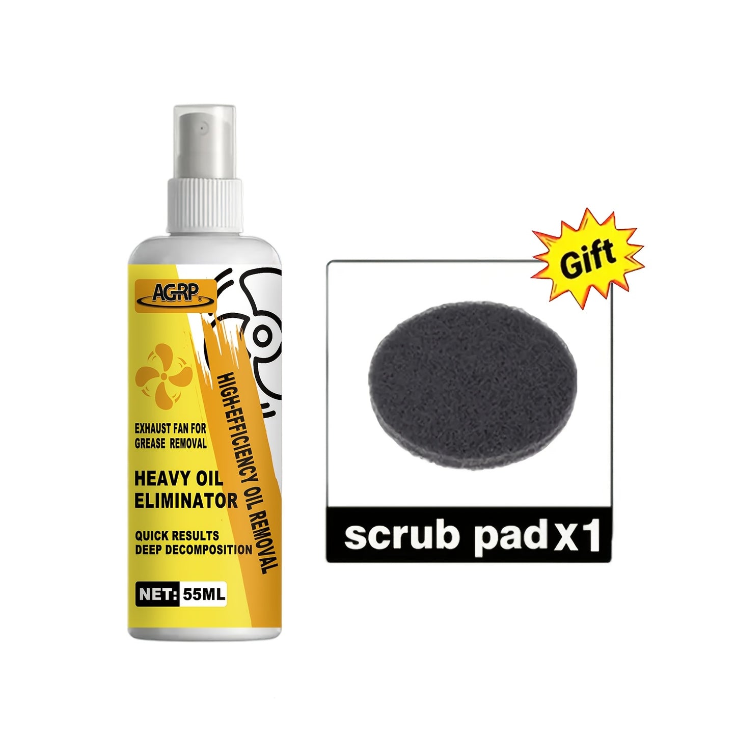 Powerful Kitchen Oil Removal Spray - Suitable for Metal and Plastic Surfaces, Removes Oil from Exhaust Fans, Ovens, Stoves, Cookware and Pans, Ideal for Home Chefs and Professional Chefs