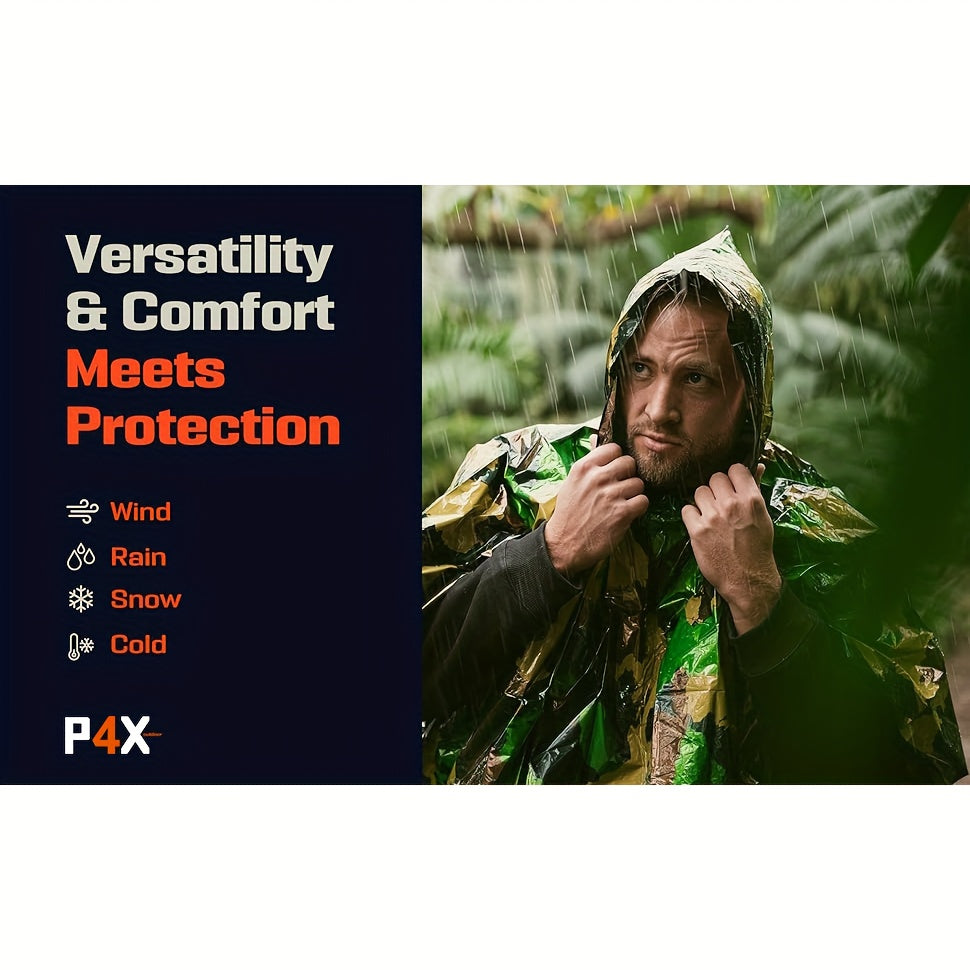 3 PCS Set Emergency Cloak PE Film Reversible Insulating raincoat blanket, insulating emergency blanket, reflective design for enhanced visibility, outdoor camping survival equipment, car survival blanket, essential for travel