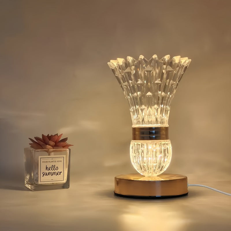 Crystal Table Lamp - Three Light Adjustment Brightness, Modern Feather Design, USB Powered with Touch Control - Perfect for Bedside Tables, Desks, Living Rooms, Bedrooms, and Home Office Decor, Lamp For Room, Nightstand Lamp,