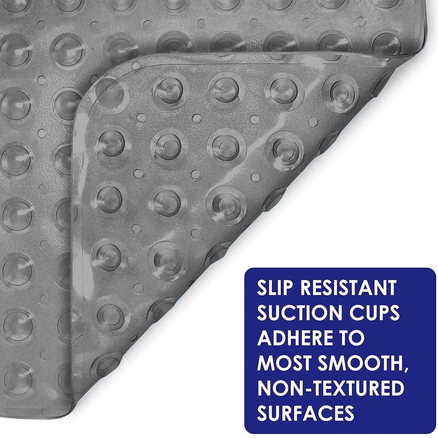 Large Shower Mat – Light Blue/Crystal/White Color Non-Slip, Strong Suction Cups & Drain Holes, Quick-Dry, Machine Washable, Durable & Comfortable for Bathtub and Bathroom Floor Use