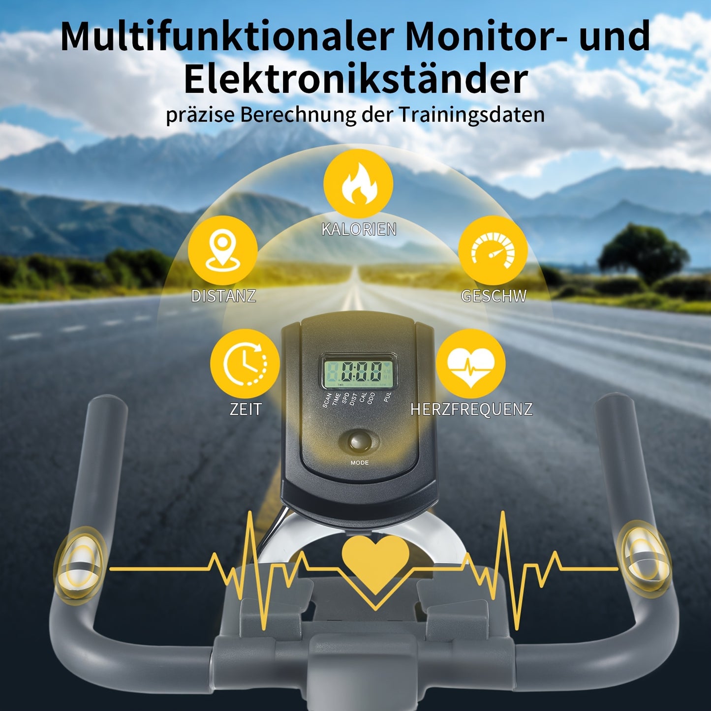 Indoor Bike Suitable for Home Fitness with Shock-Absorbing Belt Drive, Non-Slip Pedals, Heart Rate Monitor, Multi-Function Display (Speed/Calories/Time/Distance/Pulse), Heavy-Duty Seat - Ideal for Cardio Workouts & Small Spac
