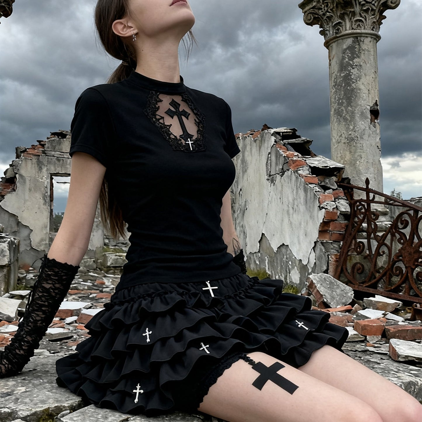 The King of Cost-Performance with Extraordinary Quality! Get This Stunning Black Cross-Patterned Skirt at an Unbelievable Price! The High-Quality Fabric Ensures It Is Fluffy And Well-Shaped, For Teenager