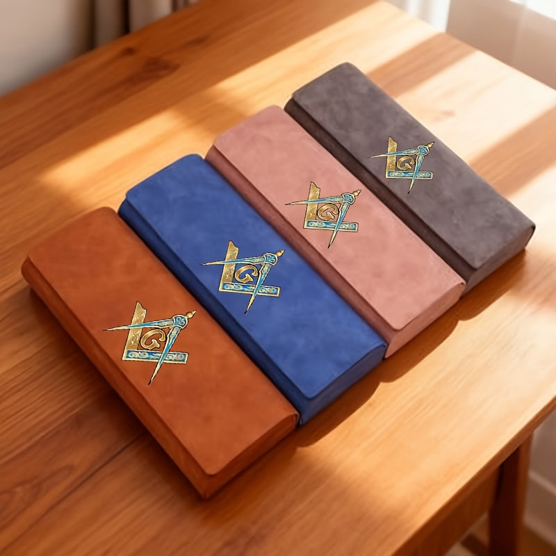 Freemasonry Symbol Eyeglass & Fashion Glass Case - Masonic Compass & Square Emblem Hard Cover, Durable Travel Glasses Holder for Masons, Gift Idea for Masonic Brethren ()