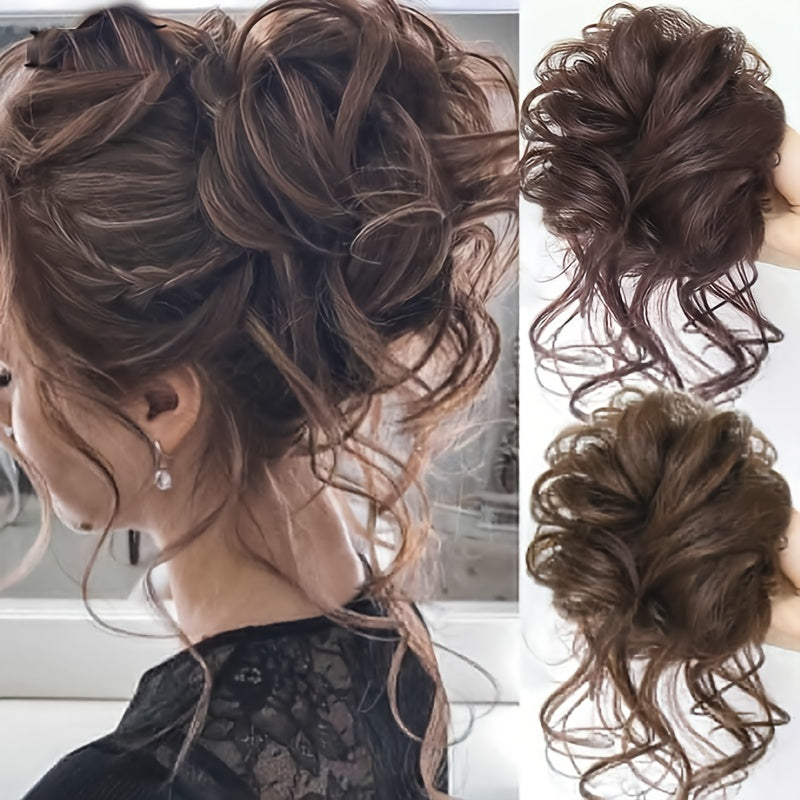 Hair Extension Add Volume And Style with Synthetic Messy Curly Ponytail Hair Bun Chignon Scrunchy Hair Band Women Hair Care Accessories