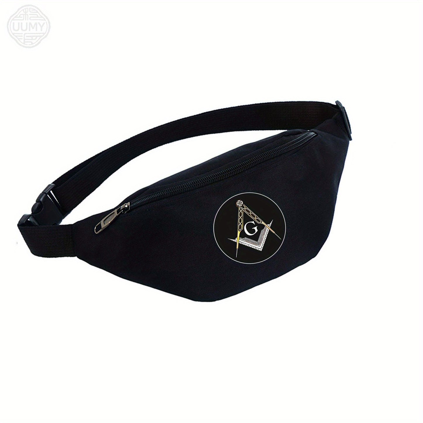 Freemason Symbol Waist Bag - Durable Oxford Fabric Crossbody Sling Bag with Adjustable Strap, Compact Unisex Belt Pouch for Men & Women, Sporty Travel & Daily Use Freemasonry Accessory, Travel Sling Purse, Sturdy Construction
