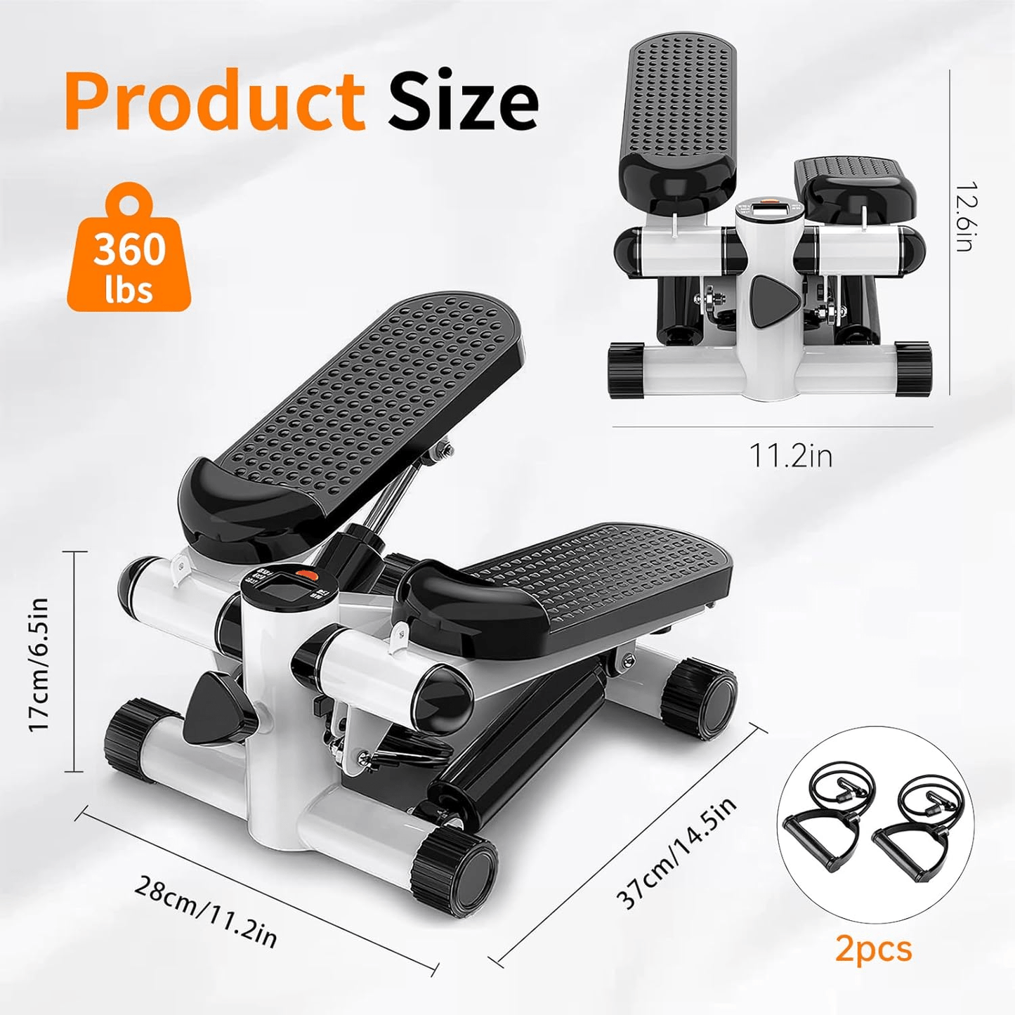 NEW For Home Gym Mini Stair Steppers-Home Fitness Exercise Step Hydraulic Machine with Adjustable-Length Resistance Bands, Twist Action for Full Body Cardio and Toning Women Men Sports Supplies