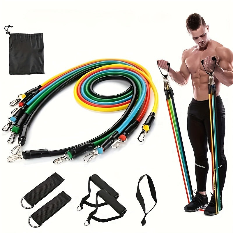 11 PCS Set Home Gym Women Men Fitness Resistance Band Set, Multifunctional Upper Body Workout Kit Sports Accessories