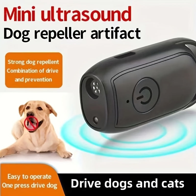 1pc Mini Soundwave technology Dog Repeller, Black - Suitable for Indoor & Outdoor Use, Anti-Barking with LED Light for Night Visibility, Portable and Compact