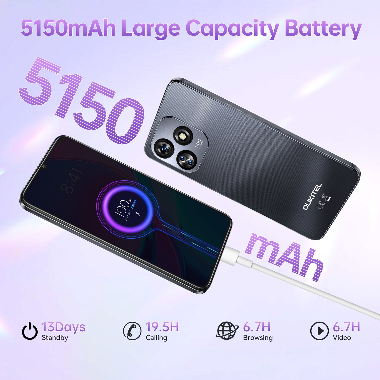 C51 Sim-Free & Unlocked Mobile Phones, GPS Android 14 16(4+128) GB RAM+128GB ROM, 4G Mobile Phones SIM Free Unlocked, Dual SIM Smartphone 13MP+5MP Camera, 6.8" HD+ Display 5150Mah, Face Id/GPS/Black, Smartphone, Travel Phone,