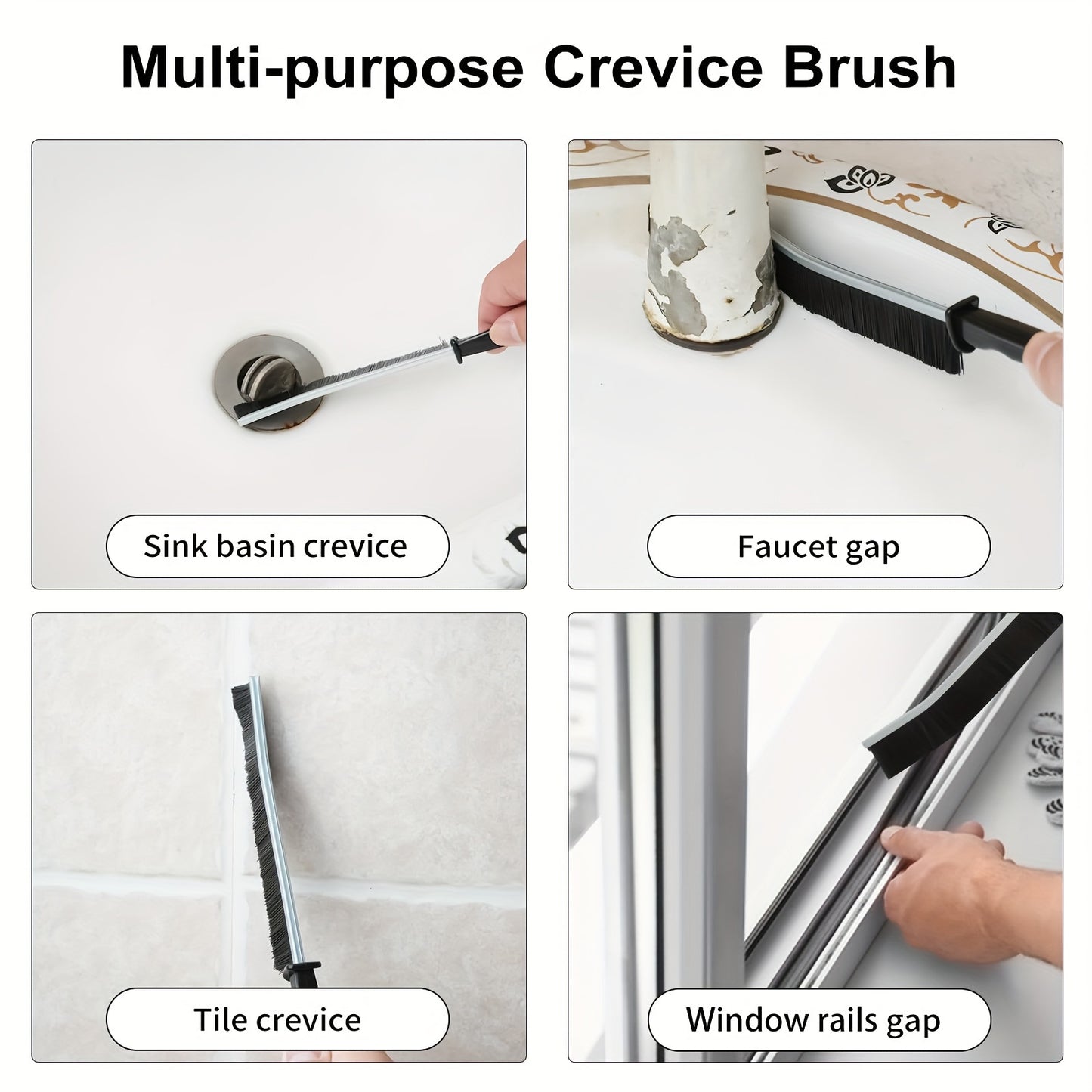 12 PCS Set Durable Crevice Cleaning Brush Set with Long Handles- Uncharged Plastic Bristle Brushes for Tight Spaces, Ideal for Kitchen, Bathroom, and Home Use