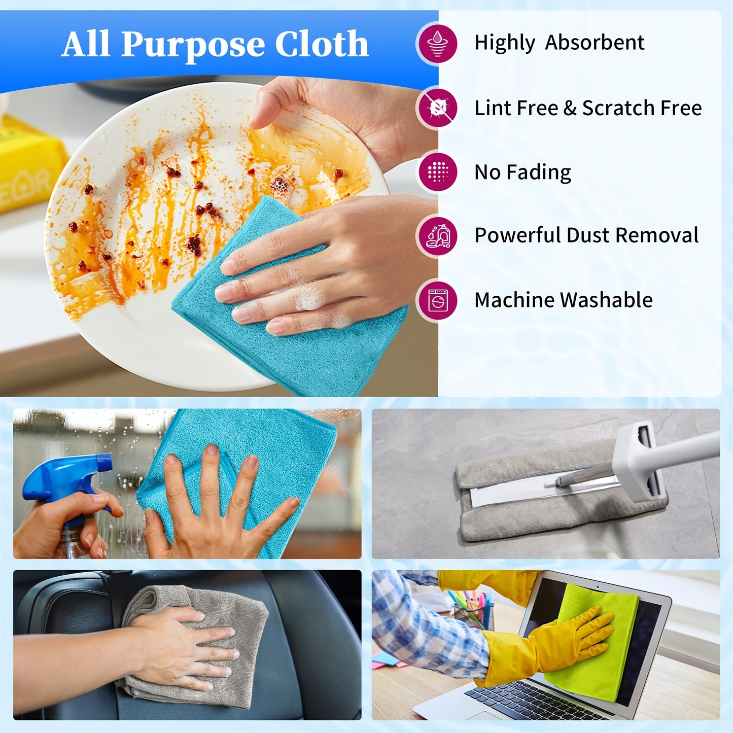 51/40/31/20/14 PCS Set Microfiber Cleaning Cloth Cleaning Rags for Household, Kitchen, 5 Random Colors Mixed Package Unspecified Color Green/Blue/Yellow/Orange/Pink