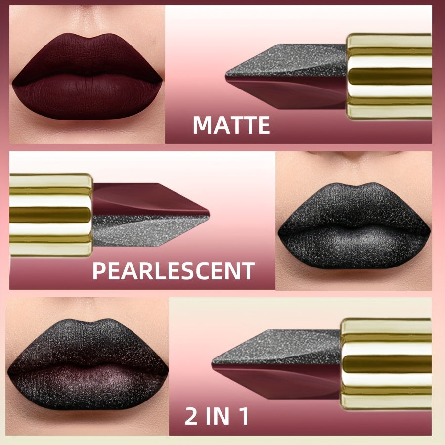 Red & Black Two-Tone Lipstick - Waterproof, Sweatproof, High Pigment, Long-Lasting Makeup for All Skin Types, Shiny Finish, Beauty Lipstick| Bold Lipstick| Sleek Lipstick