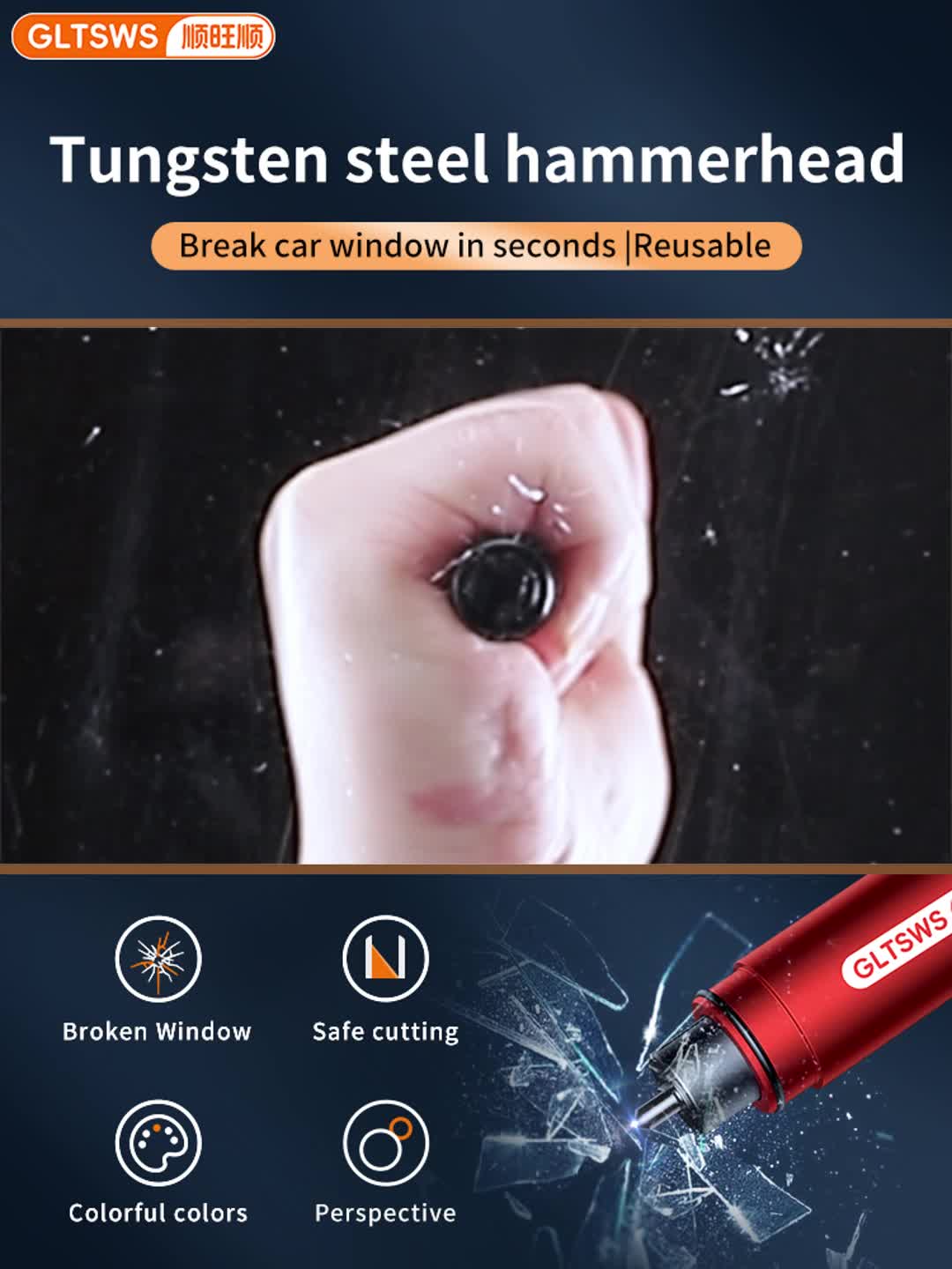 Emergency Safety Hammer - Car Window Breaker with Seatbelt Cutter, Portable Escape Tool for Vehicle & Home Use