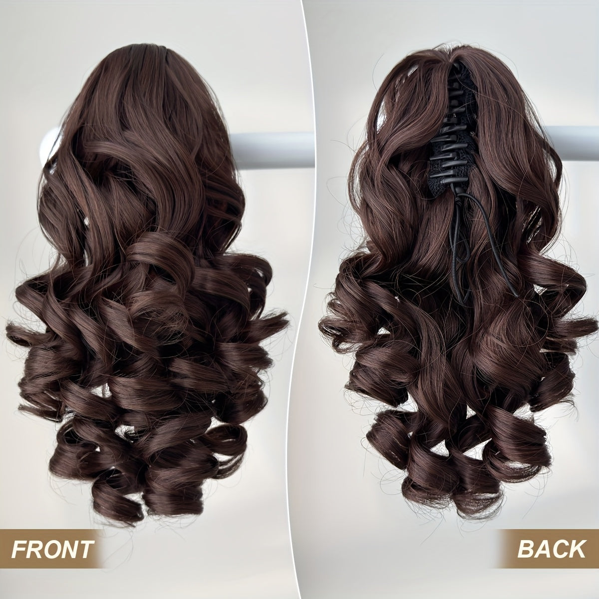 14-Inch (36cm) Clip-In/R Clip-On Hair Extensions - Dark Brown/Red/Burgundy Ombre Body Wave Synthetic Hair with Natural Layers, Volume & Soft Waves for Women &, Instant Length for Ponytails, Braids, Dreadlocks-like Styles