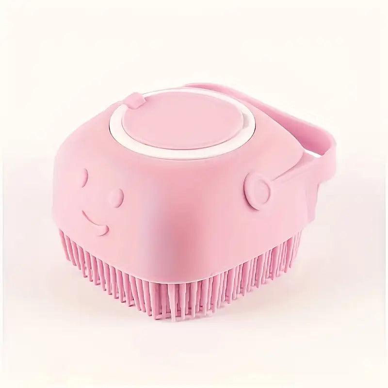 Pet Washing System with Built-in Storage - Dog and Cat Shower Bath Brush with Massage Bristles, Non-Toxic and Easy-to-Clean Design, Ergonomic Handle and Detachable Top, Suitable for Wet Washing/Bathing - Ideal for Small to M