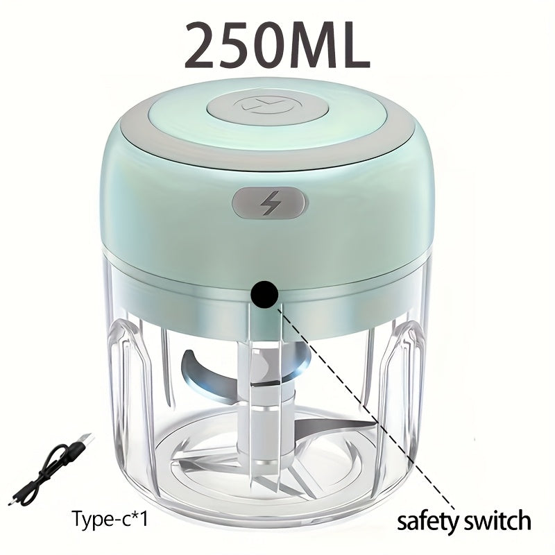 USB Rechargeable Electric Mixer & Mini Food Processor with Sharp Blades, Portable Cordless Garlic Shredder for Mixing and Mincing Food Ingredients, Ideal for Kitchen Use Outdoors, Kitchen Gadget | Compact Design | Stainless S