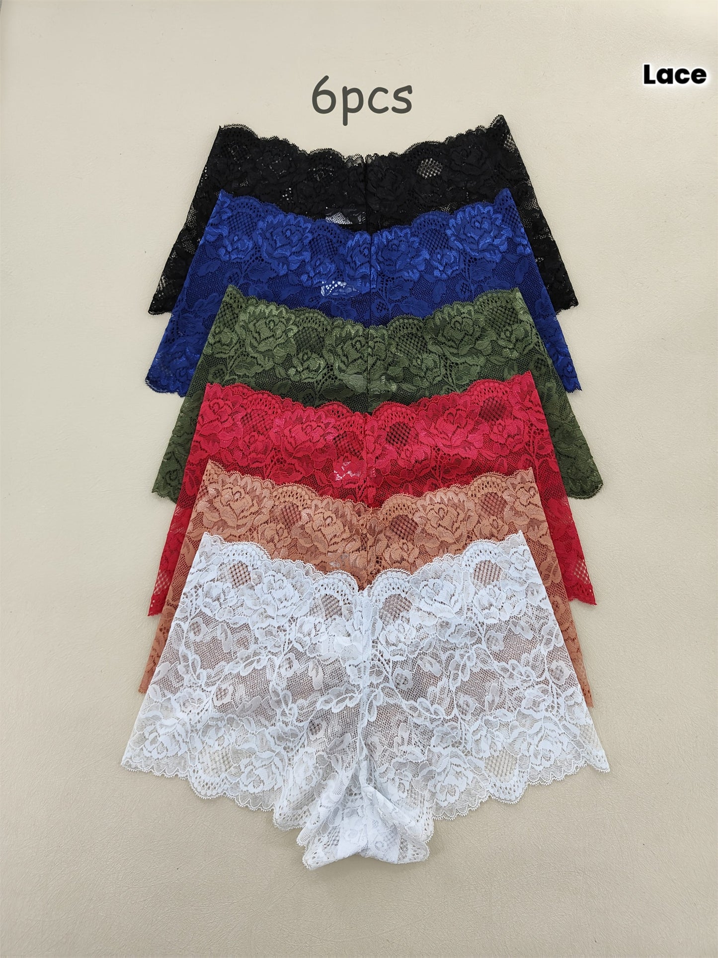 UK (8-18) Size Women's Lace Trim Stretch Panties 6 PCS Set Sexy Briefs Women Underwear Lingerie Apparel Accessories