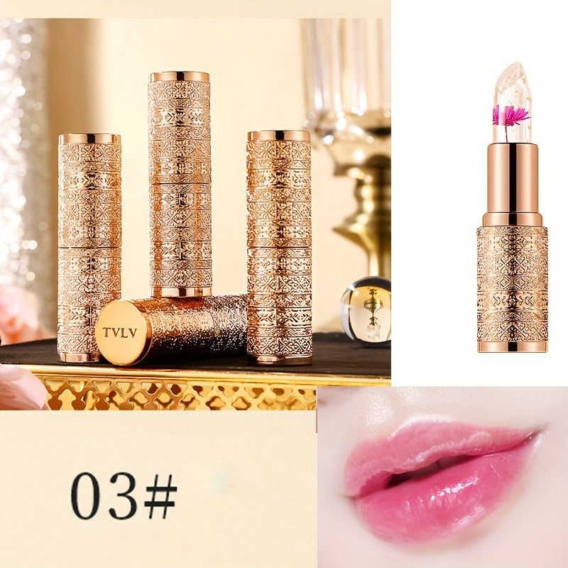 3 PCS Set of Petal-Shaped Color-Changing Jelly Lipsticks, Long-lasting Moisturizing and Fade-Resistant Lipsticks Women Female Make Up Accessories Korean Cosmetic Supplies
