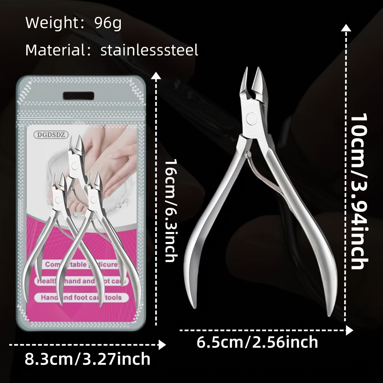 3 PCS Set Professional Stainless Steel Cuticle Nipper Set | 3-Tool Multifunctional Manicure & Pedicure Kit with Anti-Slip Comfort Grip | Sharp, Durable Nail and Clippers for Salon or Home Use