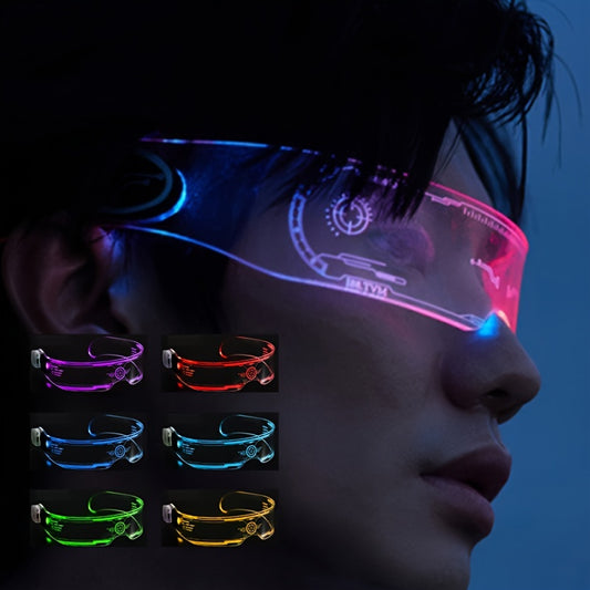 Colorful LED Glasses for Weddings, Birthdays, Bachelorette Parties, 1pcs Glasses with Luminous Effect, Metaverse, cyberpunk Available In 7 Colors Led Sci-fi Light-up Glasses, Party Gifts and Decorations Suitable for Music Bar