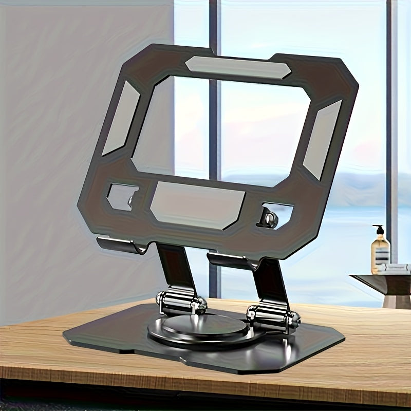 NEW Silvery Tablet Stand, Desktop Live Streaming Phone Holder with a 360° Rotating Base, Designed with a Sturdy Metal Structure for a Secure Grip, Compatible with Various Tablets And Smartphones, Multifunctional Mounting Dev
