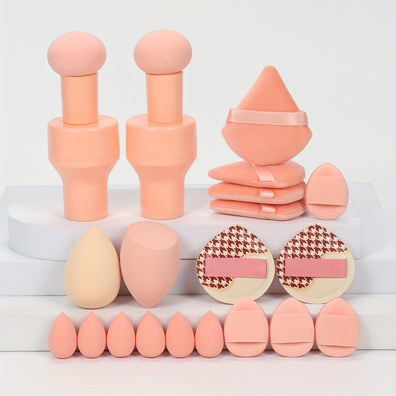 20 PCS Set Marshmallow Set, 2 Cushion Puffs & 4 Loose Powder Puffs & 4 Makeup Sponges & 6 Makeup Sponges & 4 Cushion Puffs, Beauty Makeup Sponge Mixed with Bb Cream, Foundation, Concealer, Especially Suitable for Covering Loc