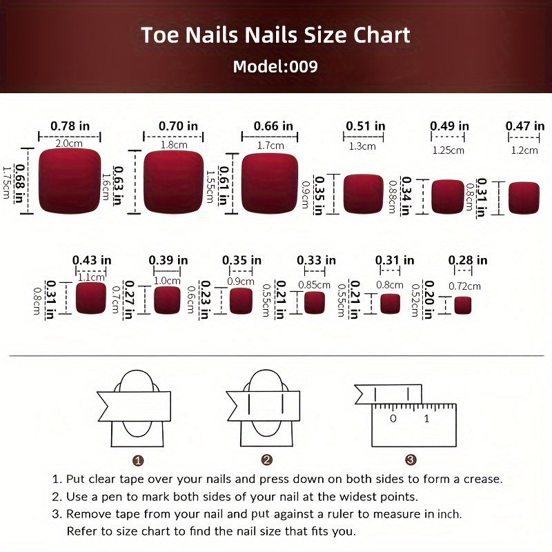 24 PCS Set Glossy Toe Nails Press On Nails Red Cat's Eye Glitter Stripe Fake Nails Artificial Toenail Manicure False Nails