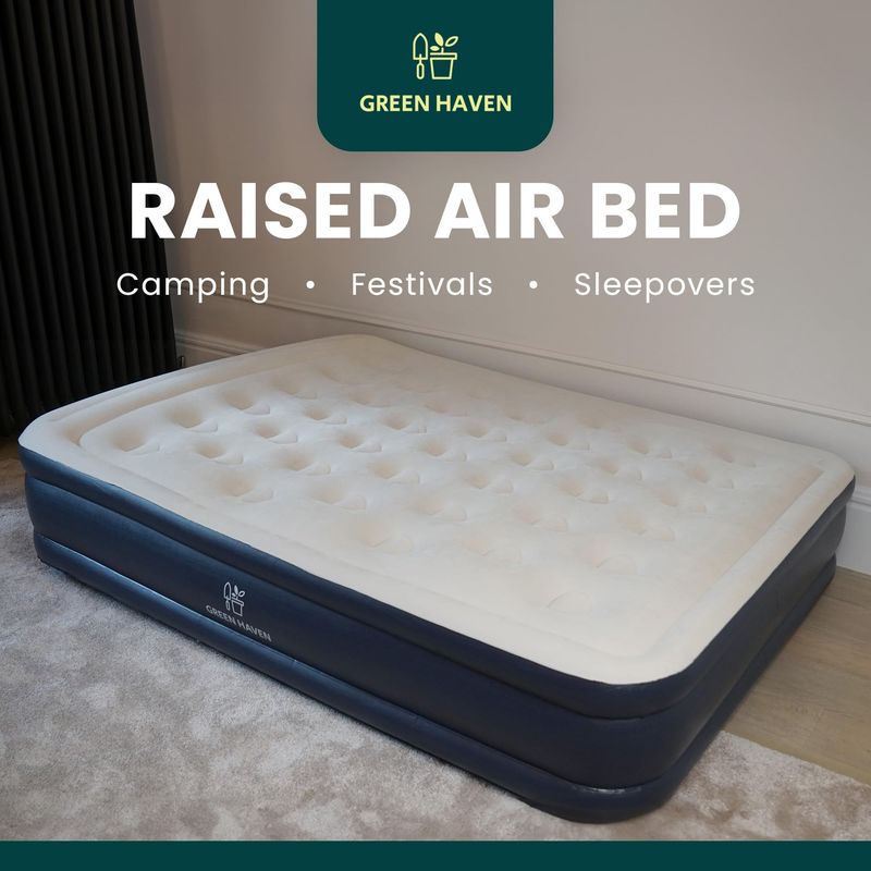 King Size Air Bed with Built-in Electric Pump – Self-Inflating Blow-Up Mattress for 2 Adults – Waterproof & Elevated for Camping, Guests, Indoor & Outdoor Use Furniture Supplies