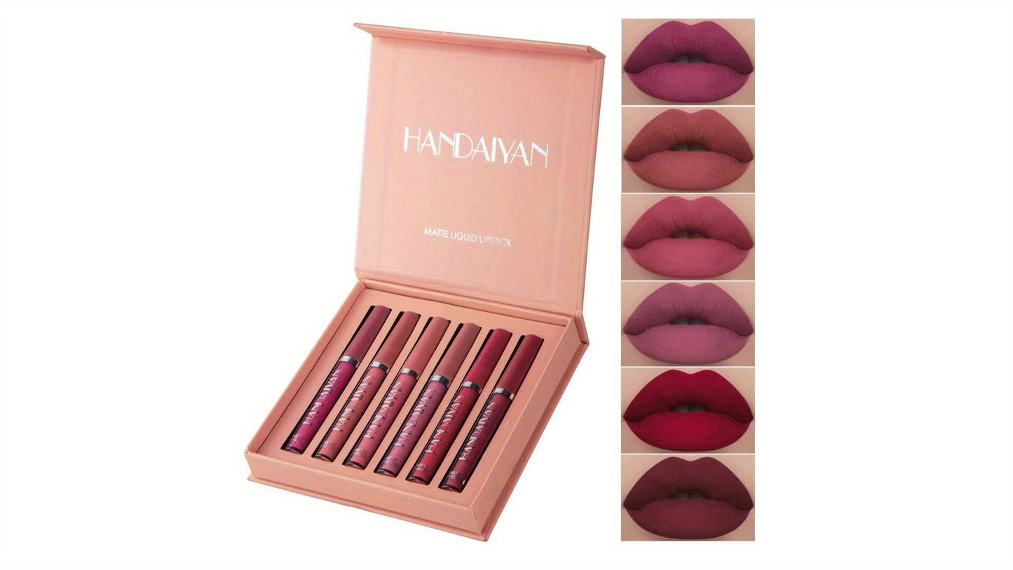 NEW 6 PCS Set Matte Liquid Lipstick - Waterproof Long-Lasting Full Coverage Lip Gloss, Non-Stick Formula with 6 Shades (, Nude, Burgundy, Deep, Plum,) - Lip Tint Kit for  Lips & All Light Types