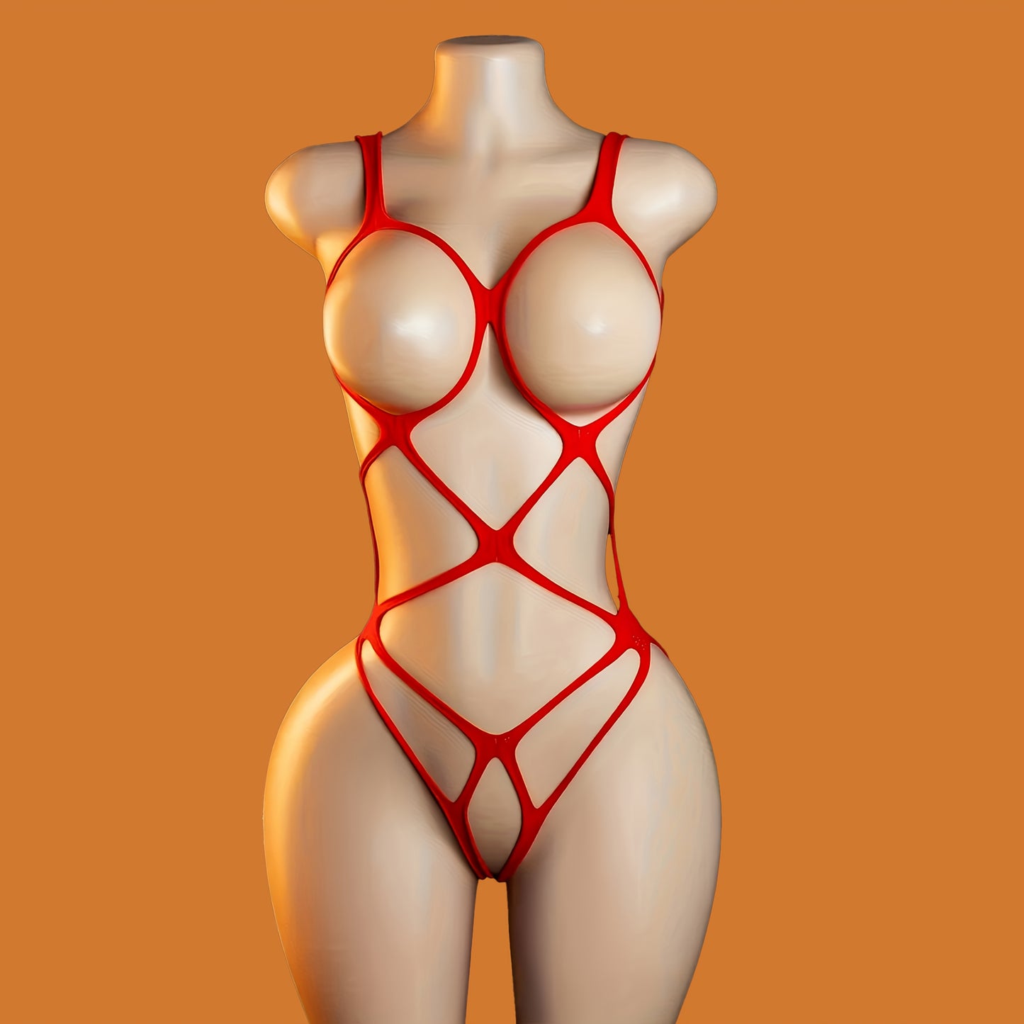 5pcs Women's Full Set Mesh Lingerie & Legwear - Sexy Sheer Bodysuit with Garter Belt, High-Waisted Thong Panties, Long Sleeve Top & Fishnet Stockings - Heavy-Duty 72.57KG Weight Capacity, Hand Washable, Elegant & Sexy Adult C