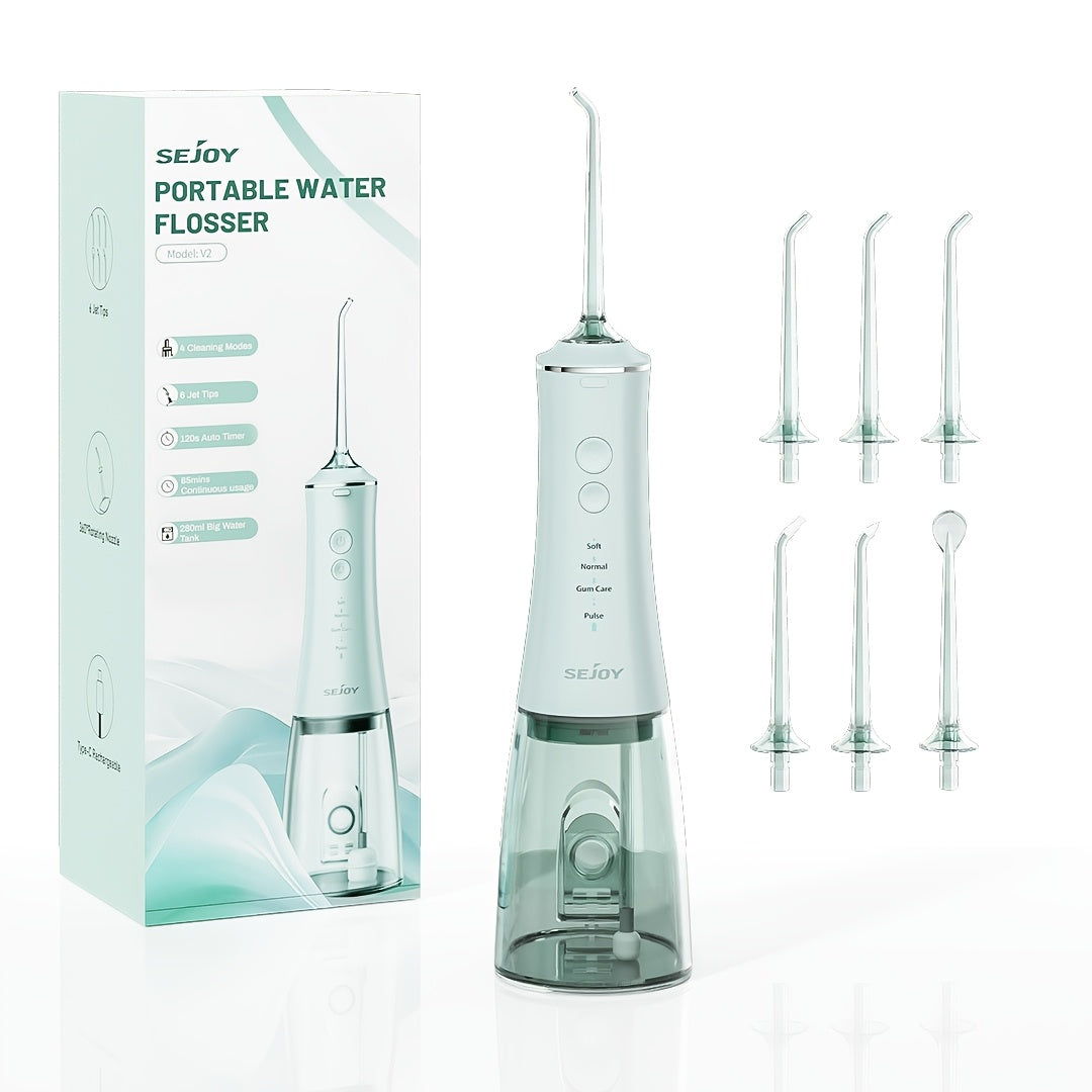 Water Dental Flosser for Teeth Cleaning, Cordless Portable Rechargeable Oral Irrigator, Teeth Deeply Cleaning, 4 Modes 5 Jet Tips Powerful Battery Water Teeth Cleaner for Home Travel
