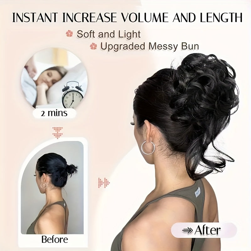 Elegant Women's Synthetic Curly Donut Hair Extension - Easy-to-Style for Daily Wear & Christmas Parties Hair Care Accessories