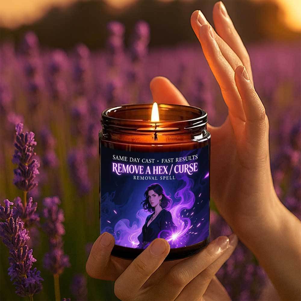 Curse Witchcraft Breaking Spell Candle - Remove Bad Energy & Hex Removal Ritual, Long-Lasting Soy Wax Magic Jar with Lavender Scent, & Rebound Spell for s, Witchcraft Gift for Women/Men (Halloween, Christmas, New Year) - Use