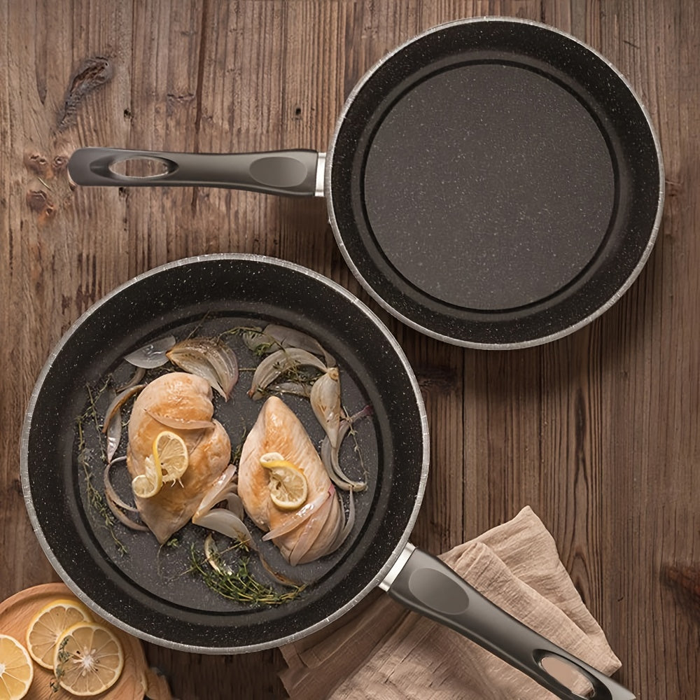 26cm Non-Stick Frying Pan with a 5-Layer Marble Coating, Smokeless And Compatible with Induction Cooktops for Breakfast Pancakes Steaks Cooking Accessories Home Kitchen Supplies