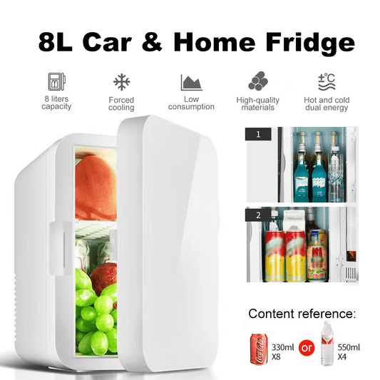 NEW Fridge With Dimmable LED Light Mirror, 8L Makeup Mini Fridge For Bedroom, Office & Dorm, Cooler & Warmer, Portable Small Refrigerator Food, White Travel Car Camping Refrigerator