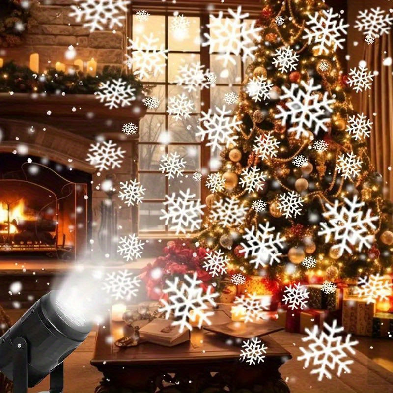 Snowflake Projection Lamp- USB-Powered Winter Wonderland Lighting with Falling Snowflakes Effect, for Home, Christmas, Weddings, Parties- LED Floor/ Ceiling Decoration, Christmas Light Decor, Decorative Lighting Piece, Highpr