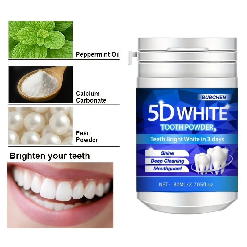 80ML Bottle of 5D Bright Toothpowder, a Deep Cleaning Powder for Teeth, Fresh Breath Purple Toothpaste with Pearl Powder, Perfect for Gifts for Women Men