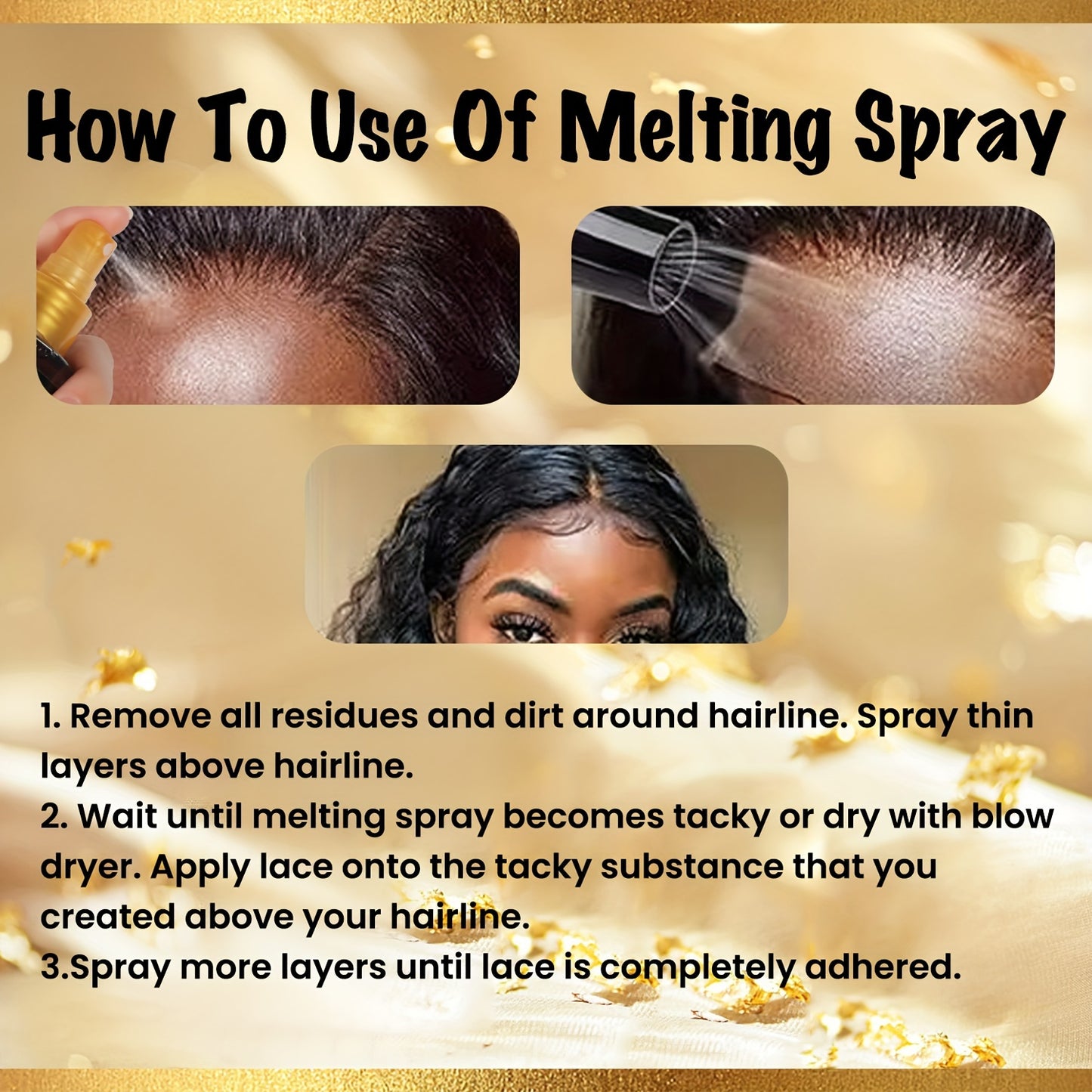 120ml Lace Melting Spray And Holding Spray, Extreme Hold Melting Spray For Lace Wigs, Glueless, Strong Natural Finishing Hold, Dries Quickly, Wig Melting Spray & Hair Adhesive For Wigs