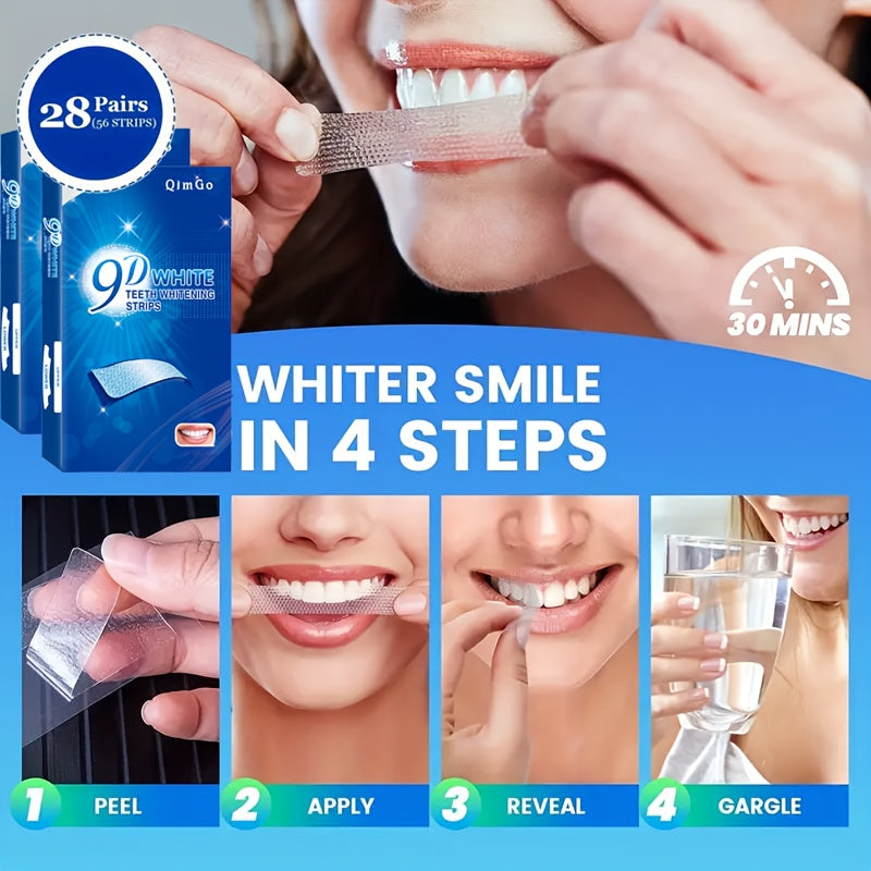 56pcs/28 pairs 9D Teeth Strips Set, Safe and, Removes Dirt, Brightens Teeth