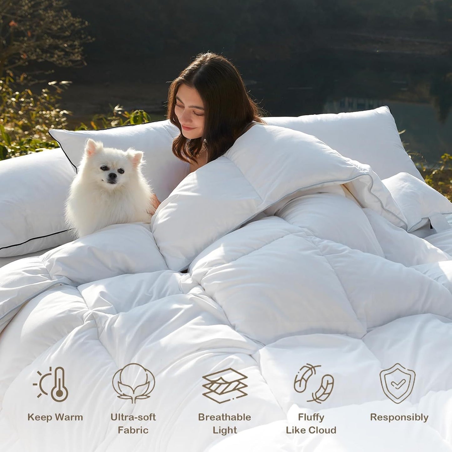 15 Tog King Size Duvet All Season Comforter Made in UK Cover, Lightweight Skin Friendly Quilt, Down Alternative Ultra-Soft Plush Breathable Duvet Set Home Bedding Supplies