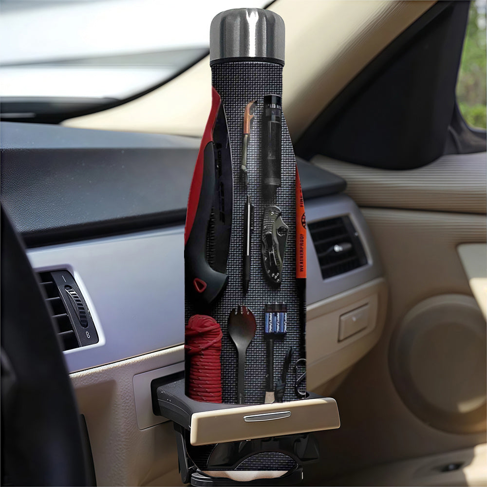 Heavy-Duty Survival Tumbler with Multi-Tool Cup - 17.5oz Double-Wall Vacuum Insulated, Leakproof Thermos with Built-in Knife, Fire Starter, Pliers & Compass Holder - Ideal for Camping, Hiking, Emergency Kit