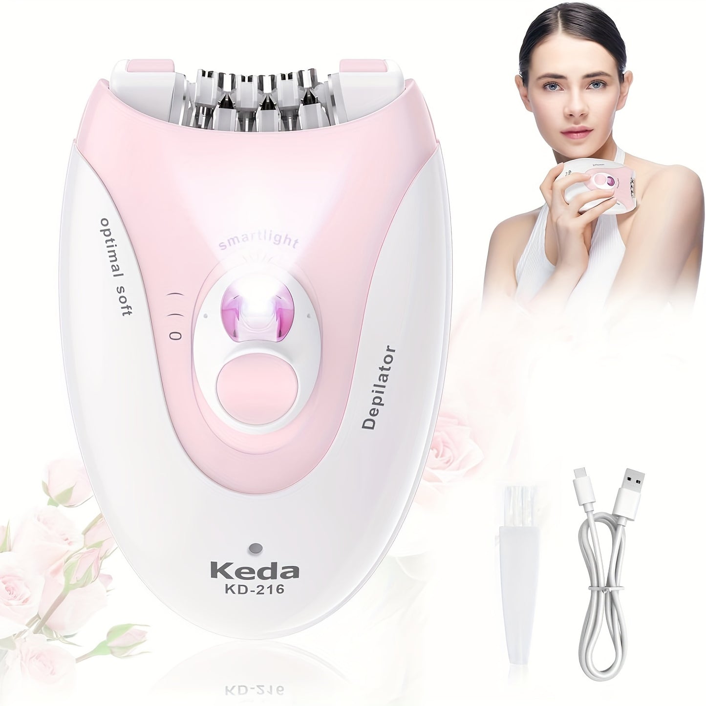 USB Charging Hair Removal Device | Women'S Intelligent Electric Hair Remover with Stainless Steel Blade, Portable, Rechargeable Nickel Battery, Capacity