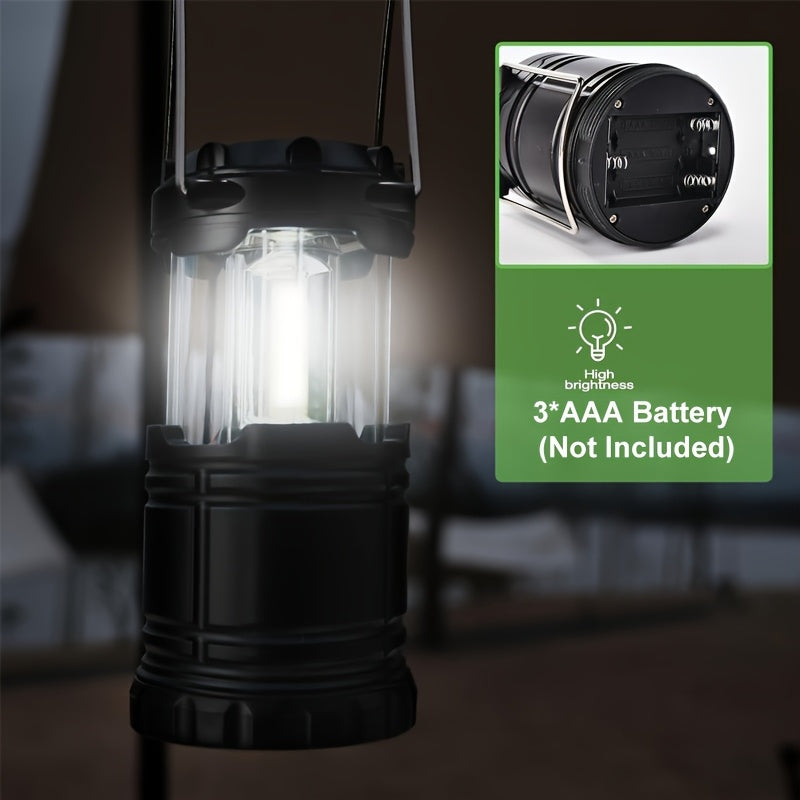 4 PCS Set Super Bright Led Camping Lanterns | Portable, Collapsible Emergency Flashlights, ABS Material With Matte Metal End, Ideal For Camping, Outdoor Activities, And Home Use, Non-Water Resistant, Button Switch, Without Ba
