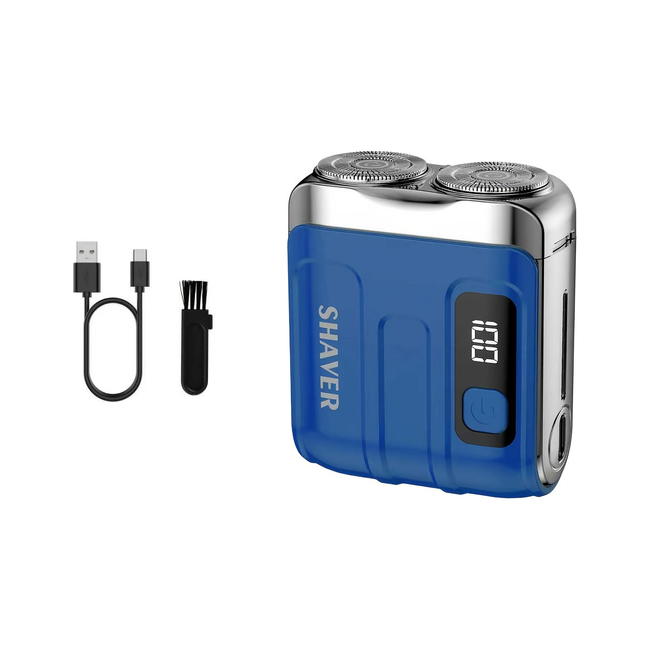 New Upgraded Mini Electric Portable Dual Blade Floating Men's Electric Shaver with Digital Display, Five Color Options, Clean Shaving, USB Charging, Travel Business Trip Hotels Men Grooming Tools
