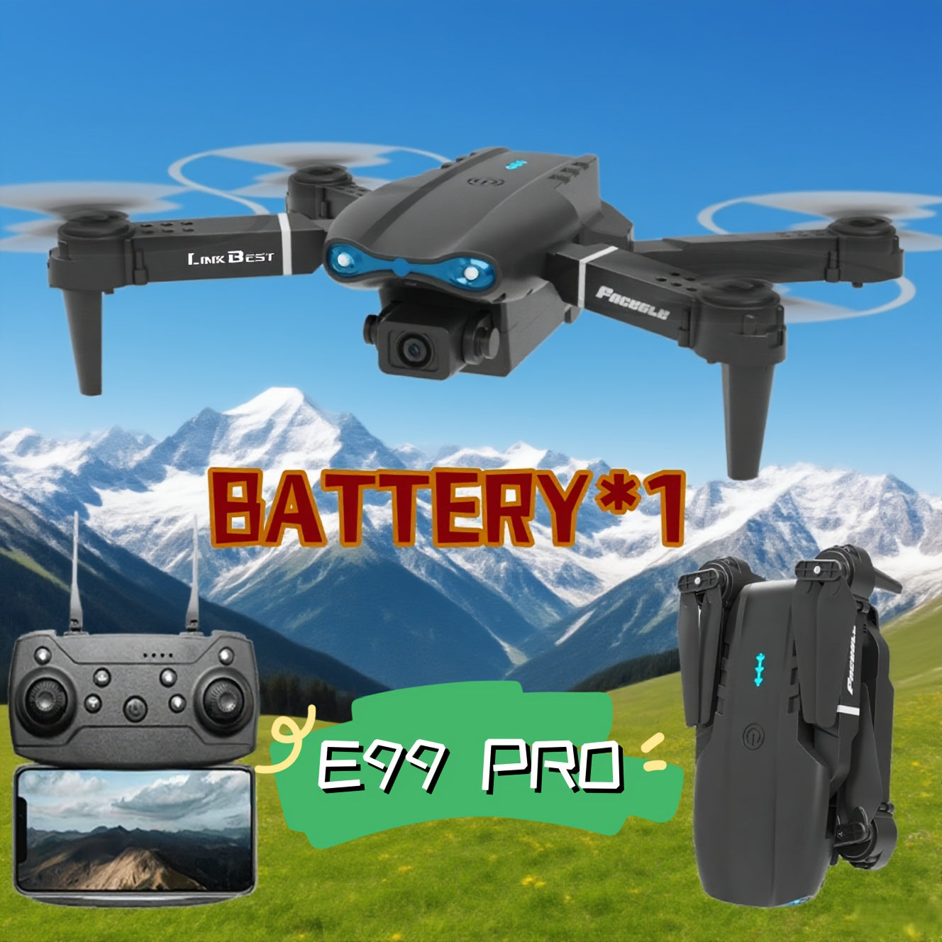 E99-PRO Folding Drone with Remote + Storage Bag Features Dual Cameras, 360° Flipping, And Optical Flow Hovering Capabilities, Making It Ideal for Aerial Photography Enthusiasts And Outdoor Adventurers. Its Convenient Design