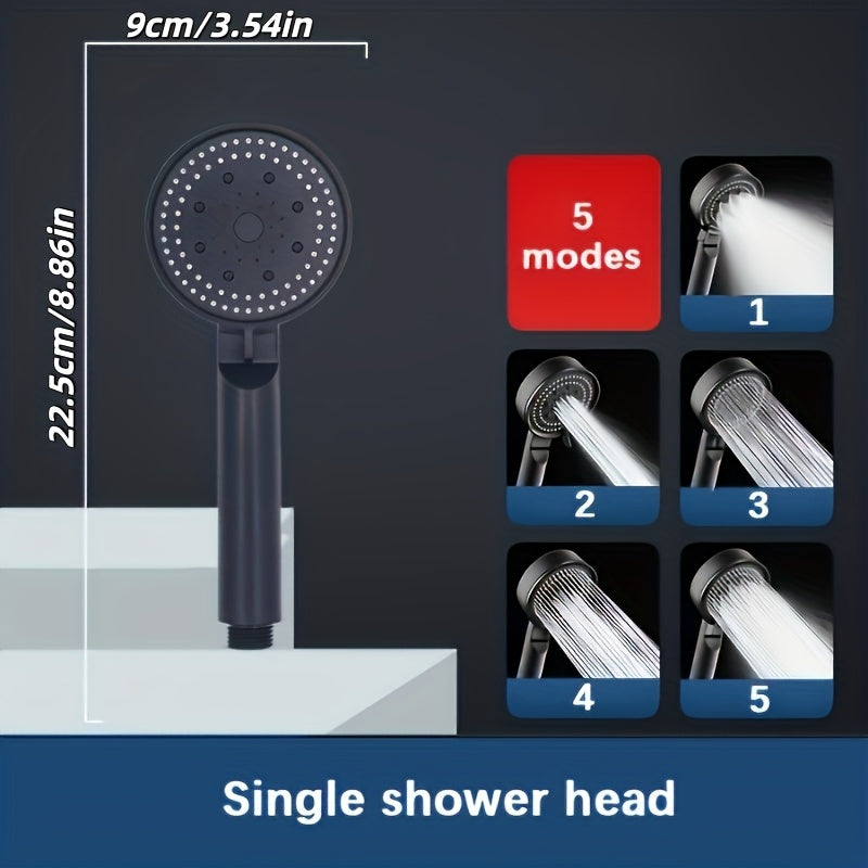 NEW Arrivals High-Pressure Handheld Shower Head with 5 Modes | Durable Baked Paint End, No Batteries Required, Suitable for Bathrooms, Hotels, Camper Vans, Universally Applicable