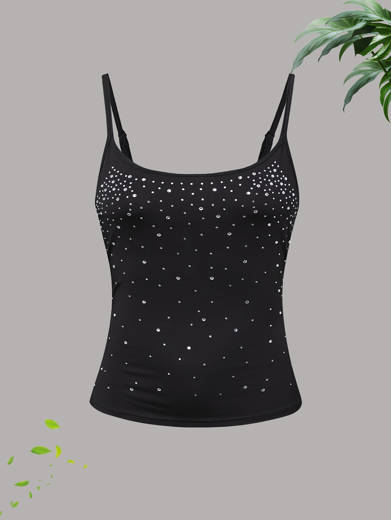 2 PCS Set Elegant Rhinestone-Embellished Strapless Tops - Adjustable Spaghetti Strap Blouses with Sparkling Collar, Semi-Sheer Short Sleeve Shirts (Black & Red) for Parties, Weddings, Prom - Machine Washable Polyester