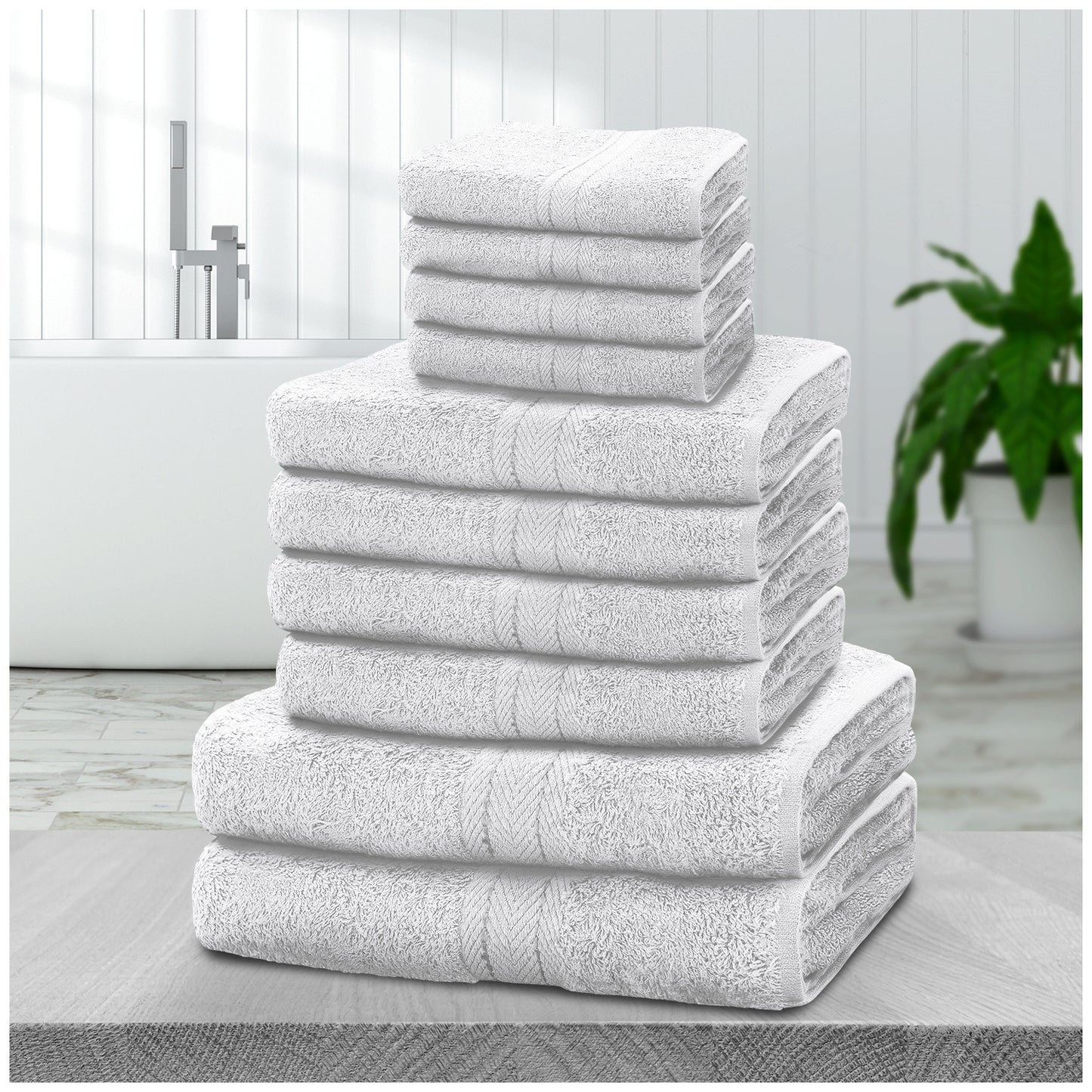 NEW 10 PCS Set 14 Colors Pakistani  Towel Bale Set | Luxurious 100% Cotton Towels Family Pack | Quick-Drying, Highly Absorbent & Ultra-Soft Fabric | Includes 4 Face Towels, 4 Hand Towels, 2 Bath Towels Ideal for Home, Gym, Sp